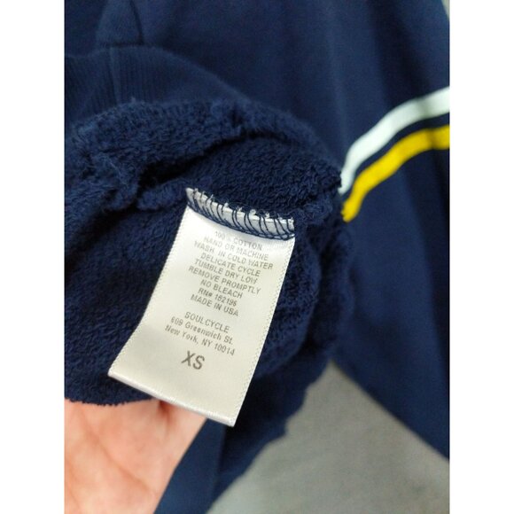 SOULCYCLE Womens Grinding Cropped Hoodie XS Distressed Navy Cotton Long Sleeve - Picture 8 of 11